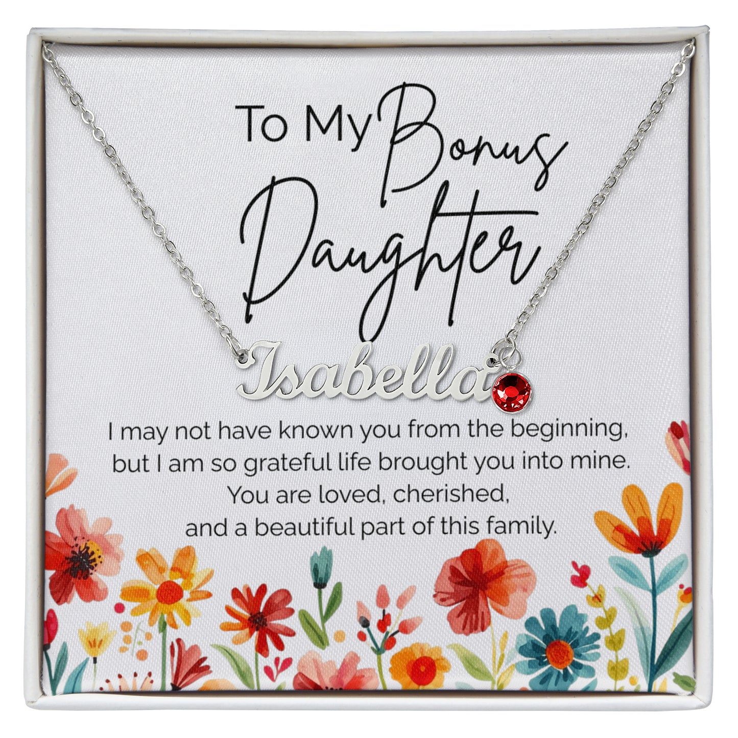 Custom Name & Birthstone Necklace for Daughter from Mom