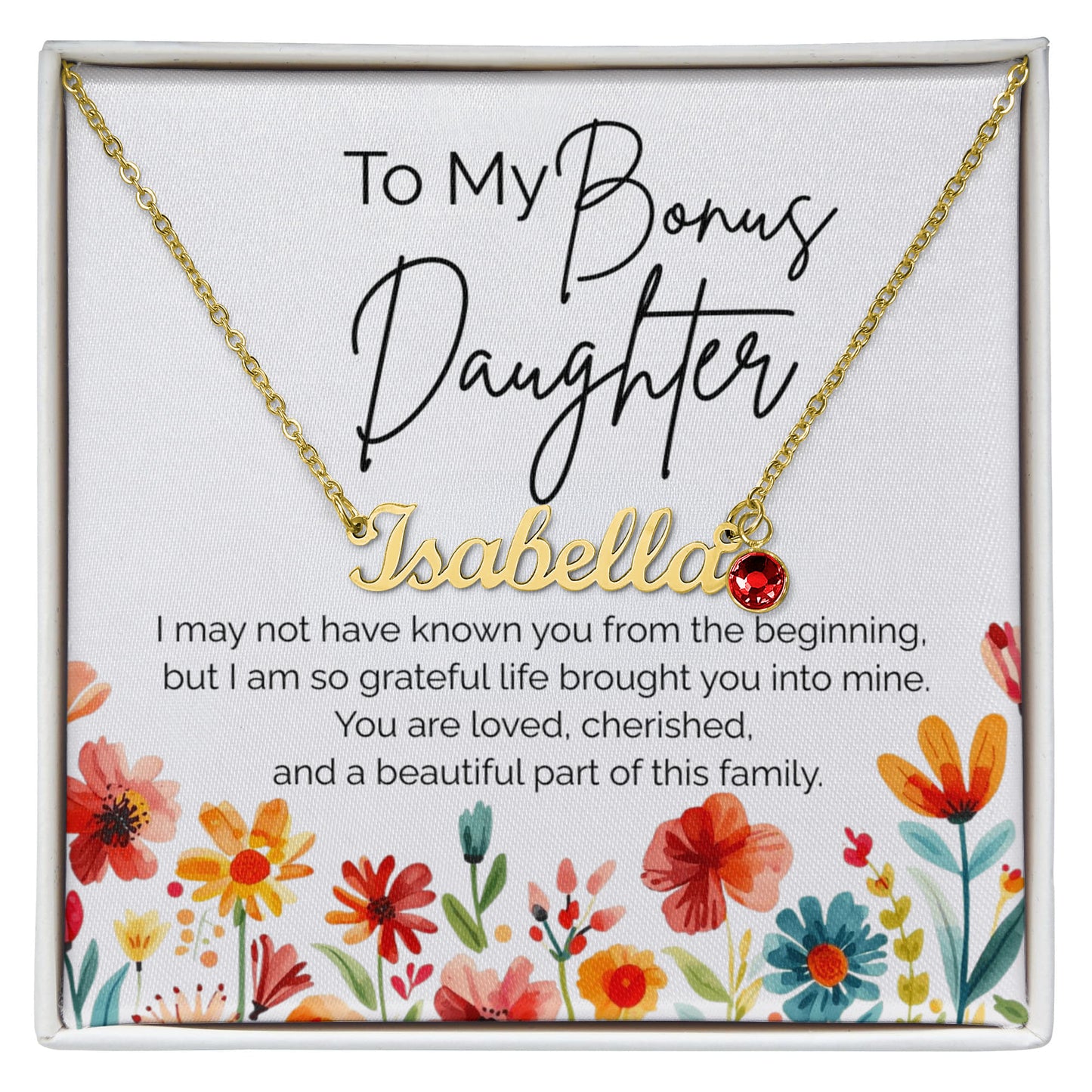 Custom Name & Birthstone Necklace for Daughter from Mom