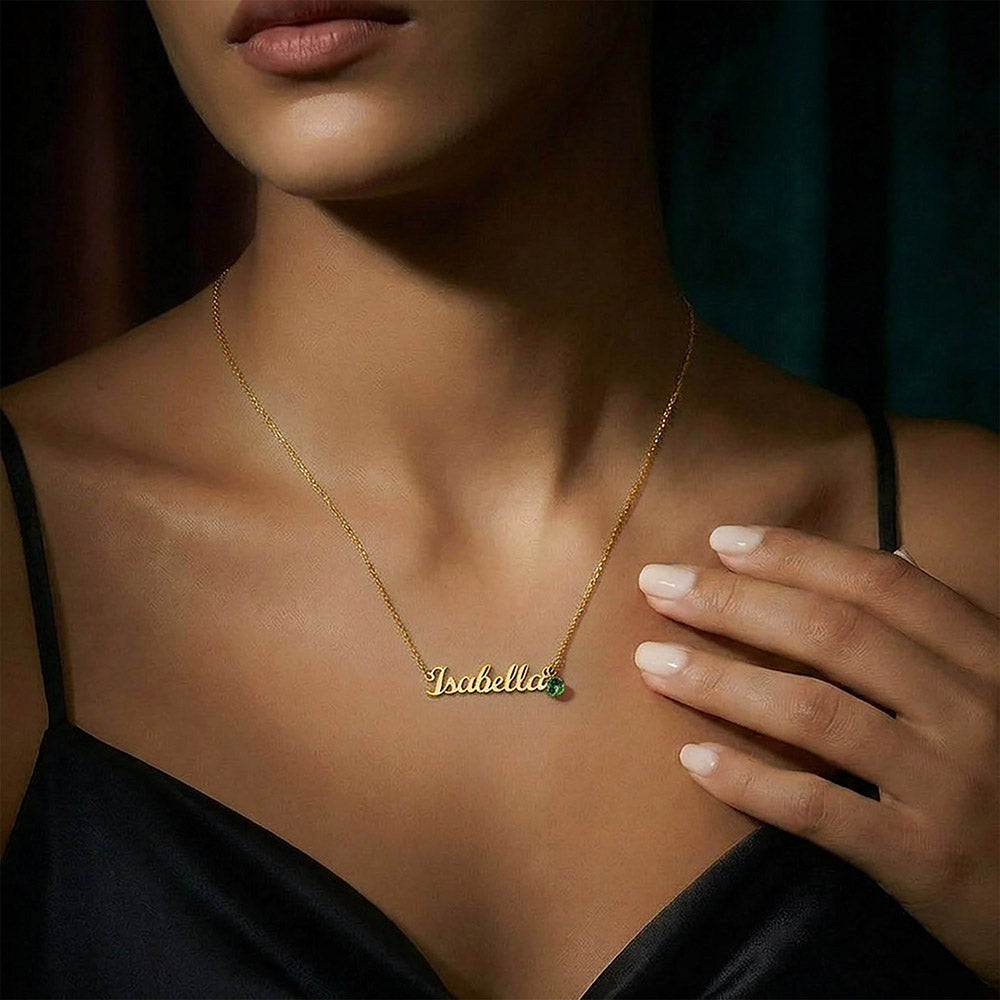 Custom Name & Birthstone Necklace for Daughter from Mom