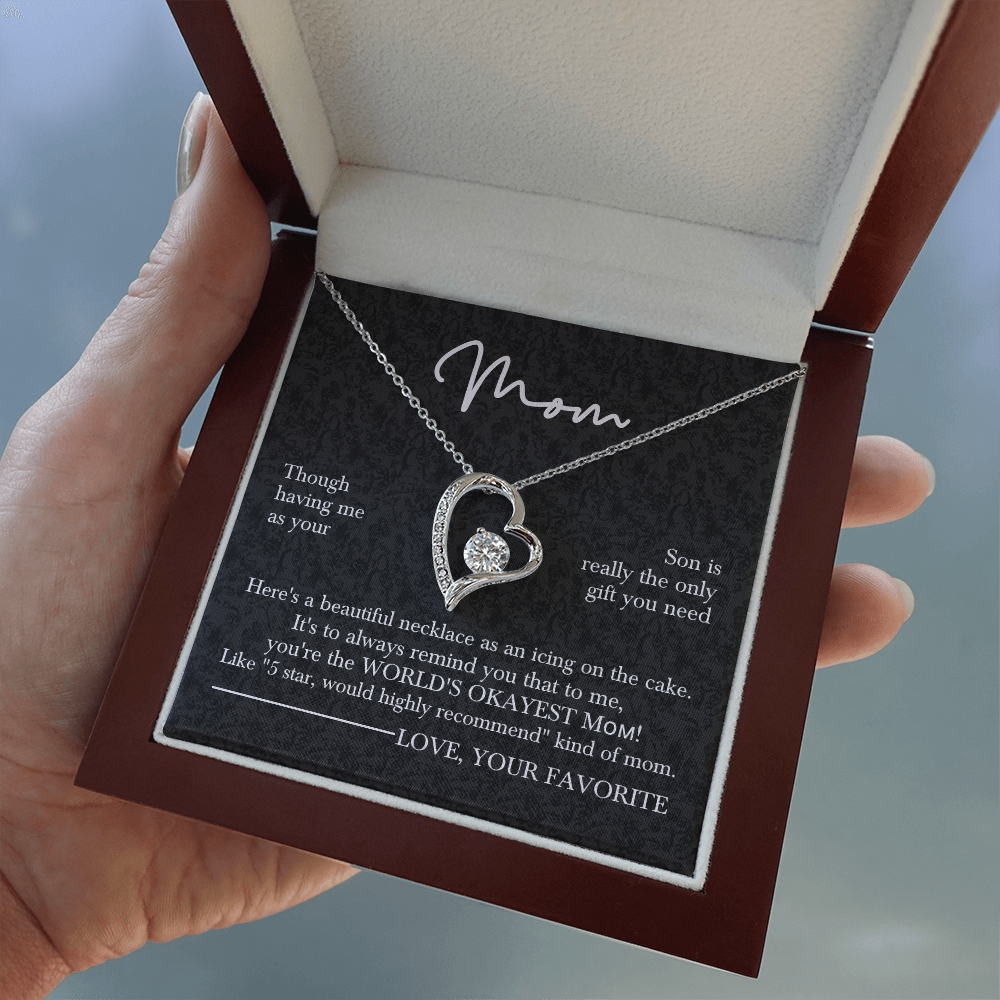 Mother's Day Gift from Son to Mom, Heart Necklace