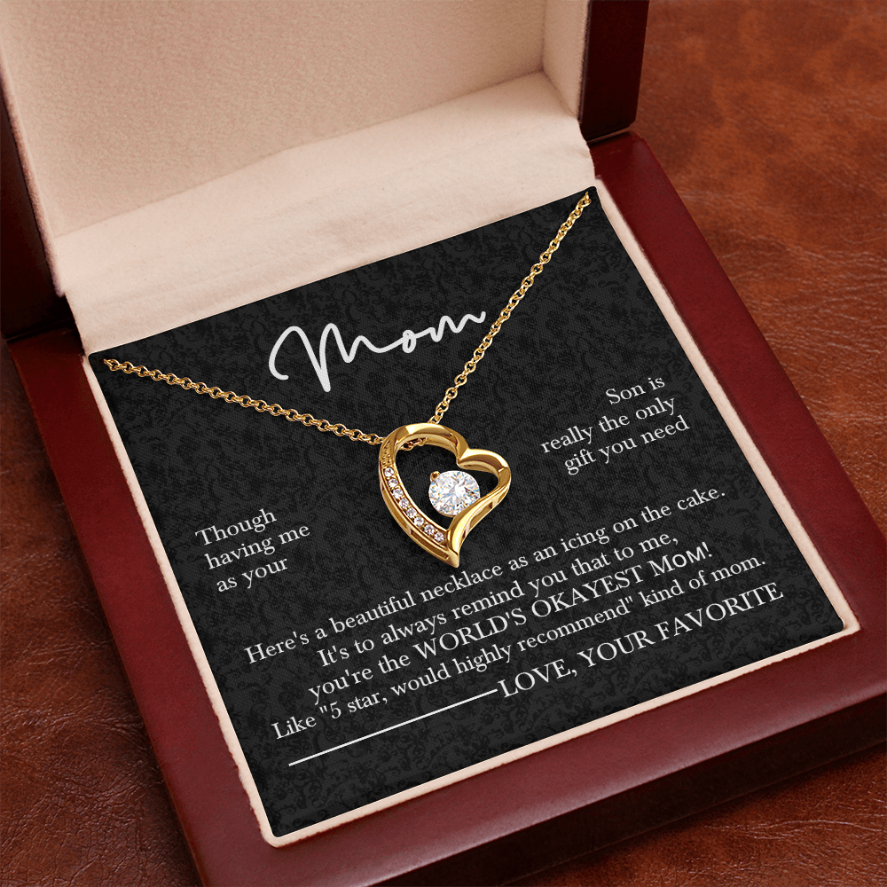 Mother's Day Gift from Son to Mom, Heart Necklace