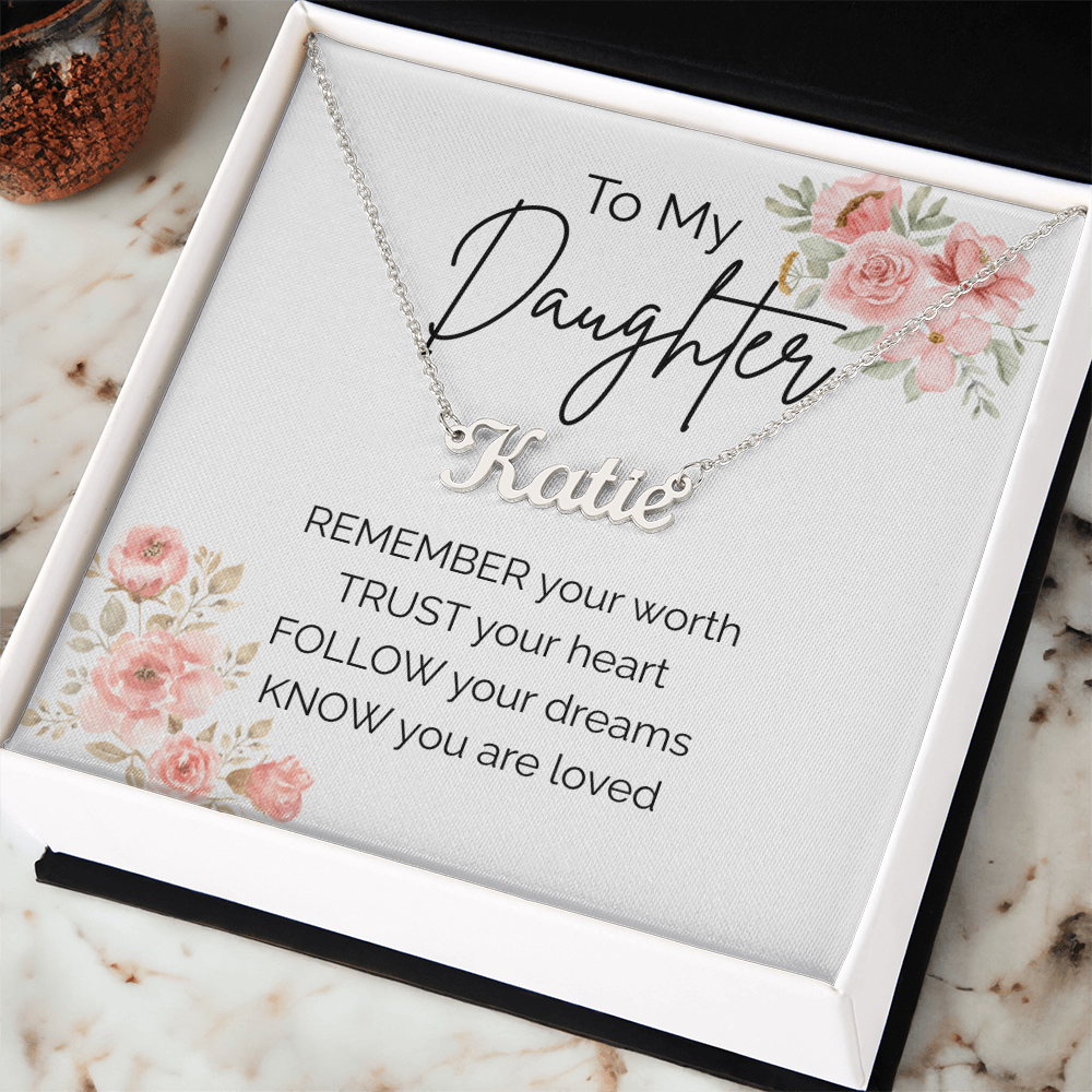 Custom Name Necklace for Daughter – Personalized Gift from Mom or Dad