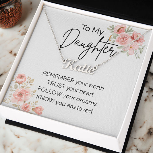 Custom Name Necklace for Daughter – Personalized Gift from Mom or Dad