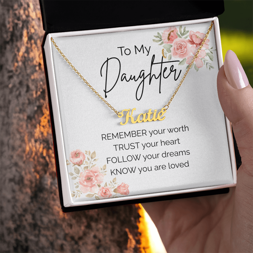 Custom Name Necklace for Daughter – Personalized Gift from Mom or Dad