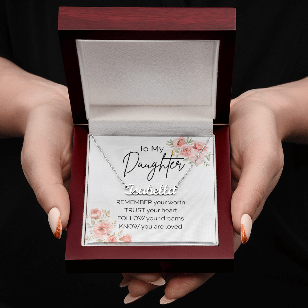 Custom Name Necklace for Daughter – Personalized Gift from Mom or Dad