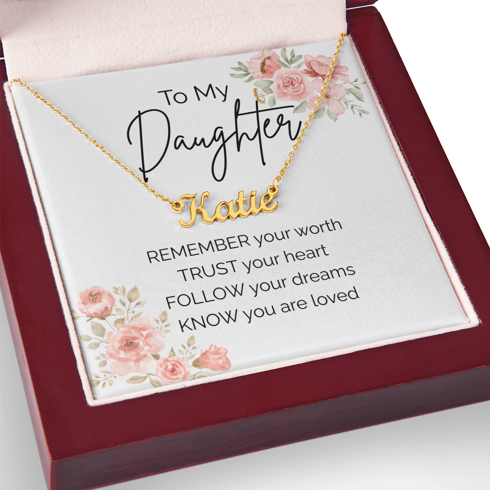Custom Name Necklace for Daughter – Personalized Gift from Mom or Dad
