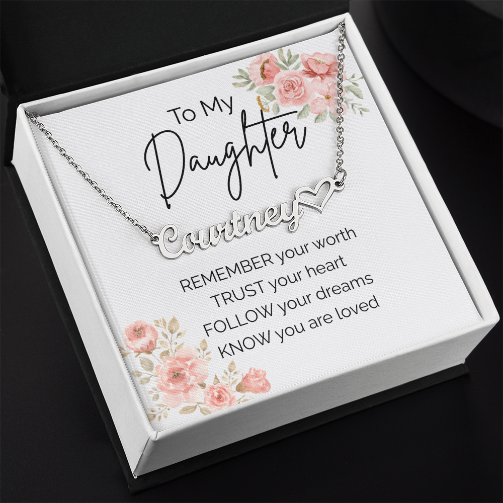 Custome Heart Name Necklace for Daughter - Gift from Mom