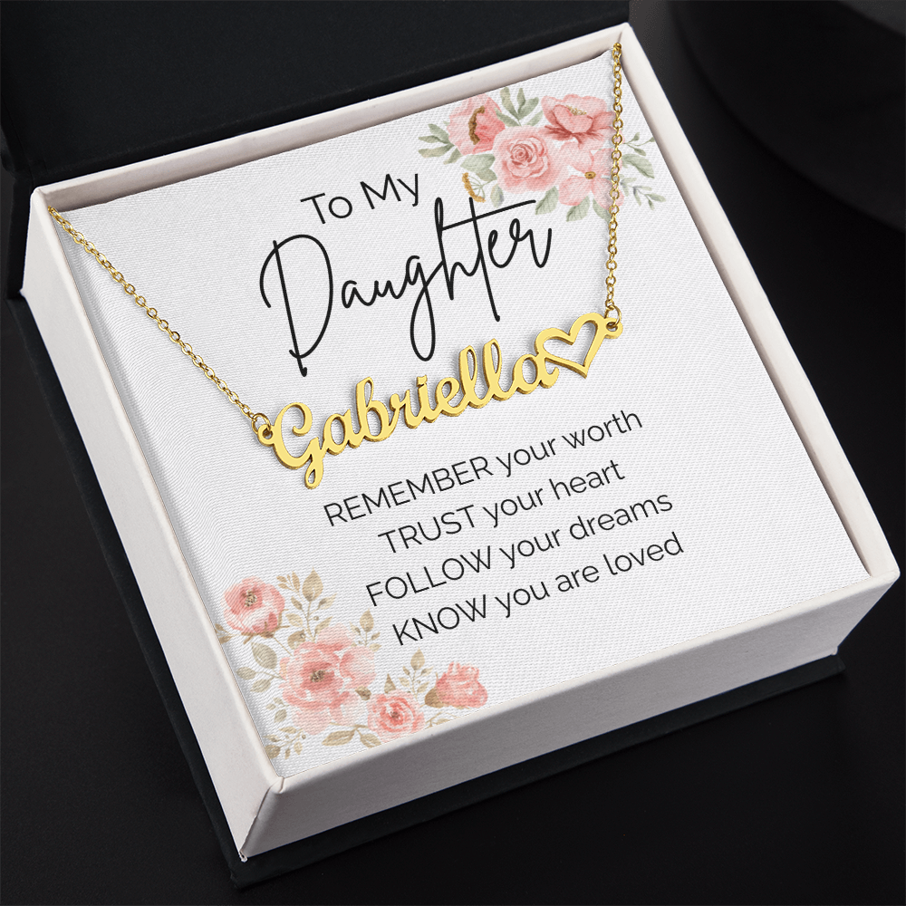 Custome Heart Name Necklace for Daughter - Gift from Mom