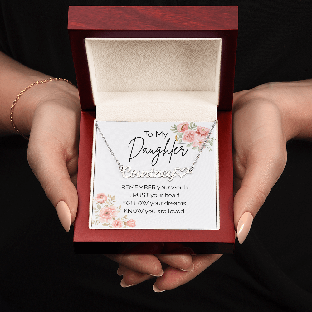 Custome Heart Name Necklace for Daughter - Gift from Mom