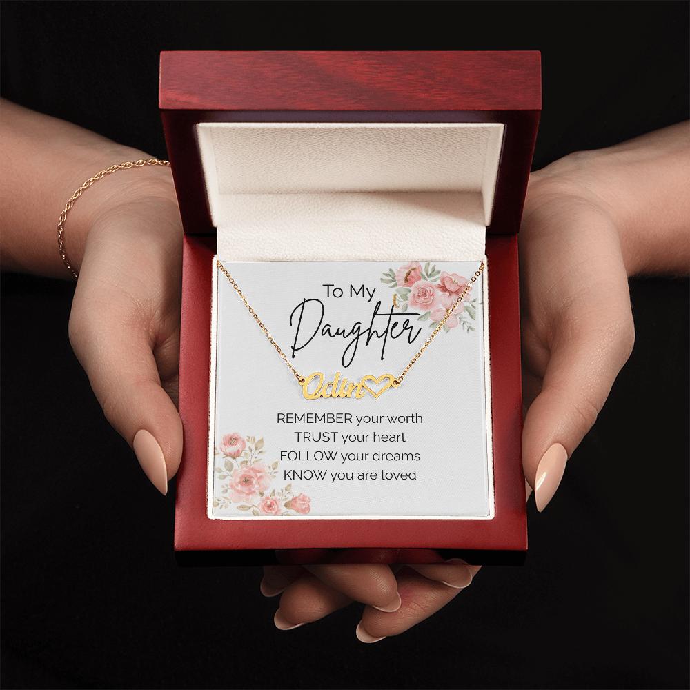 Custome Heart Name Necklace for Daughter - Gift from Mom