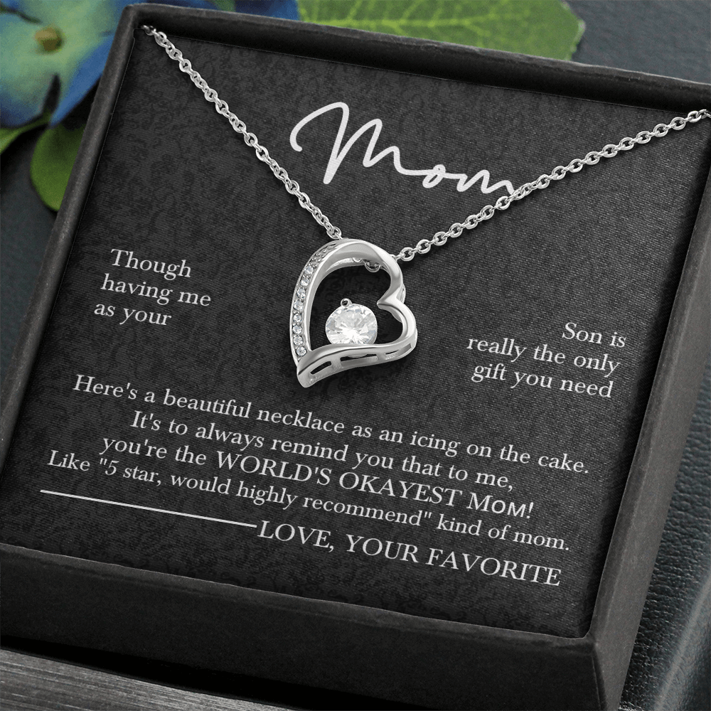Mother's Day Gift from Son to Mom, Heart Necklace