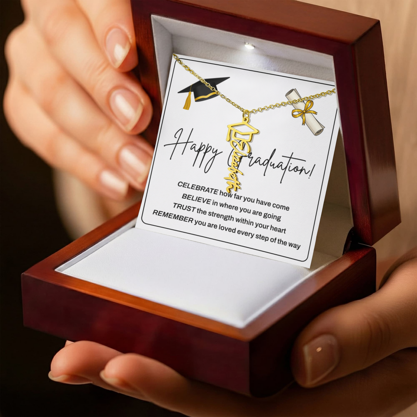 Custom Graduation Name Necklace – Personalized Gift for Daughter